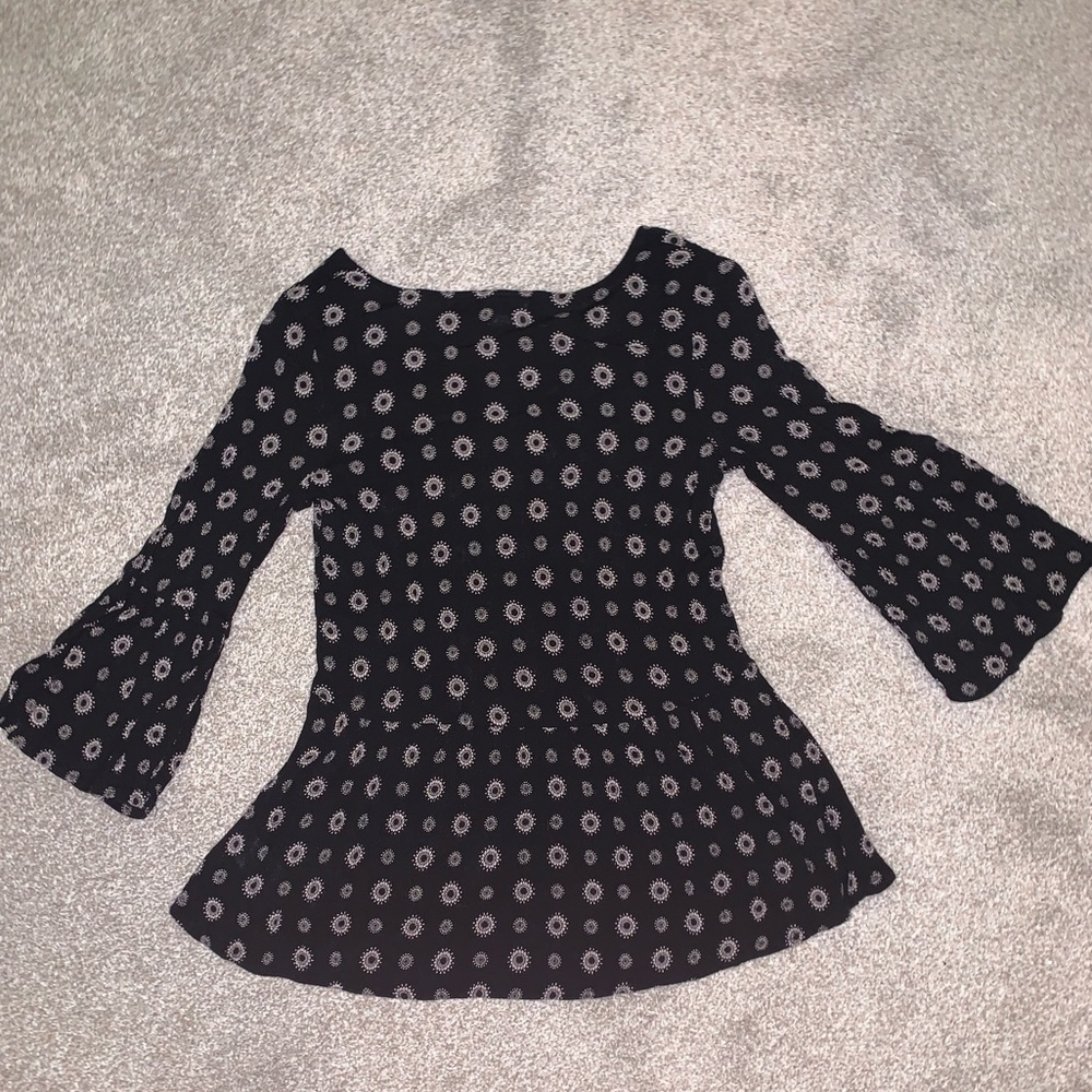 Long Sleeve Black Peplum Top - Picture 2 of 3